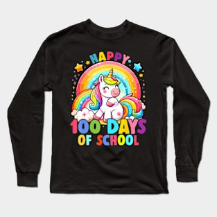 Happy 100Th Day Of School Unicorn 100 Days Of School Teacher Long Sleeve T-Shirt